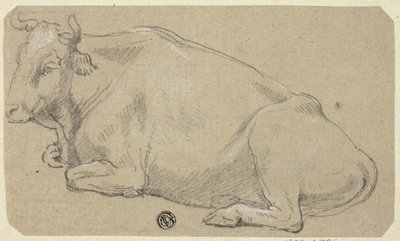 Cow Lying on Haunches; Head of a Woman and Sketch of Horse