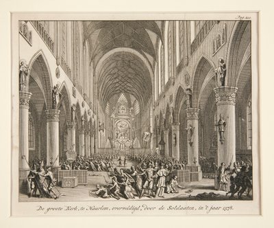 The Great Church in Haarlem, Overwhelmed by Soldiers by Unknown