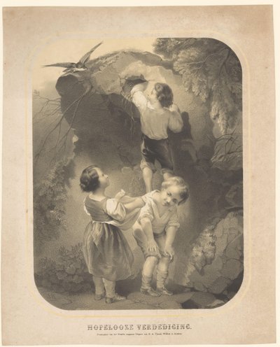 Three Children Stealing Eggs from a Bird