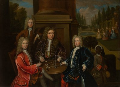 Elihu Yale Seated at Table with the Second Duke of Devonshire and Lord James Cavendish by Unknown
