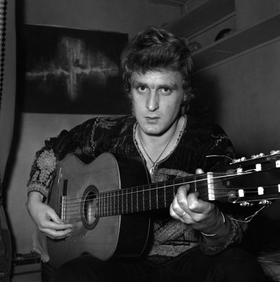 French Singer Christophe (Daniel Bevilacqua) painting a canvas at home, 18 November 1969 by Unknown