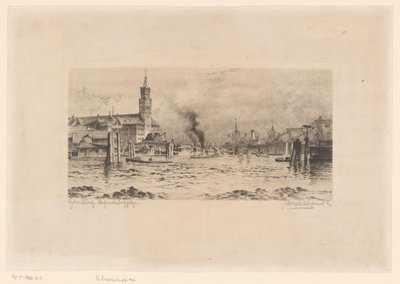 View of the Kehrwiederspitze and a Church in Hamburg by Unknown