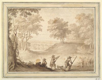 Hunters in Landscape by Unknown