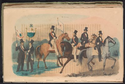 Costumes and Banners of the Honor Guards of Alkmaar, Monnickendam, Hoorn, Purmerend, Edam, and Grootebroek, 1840-1842 VII. Group (title on object) by Unknown