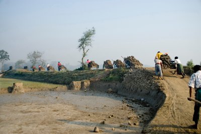 Laborers Carry Soil on Push Carts to the Brick Field in Katiadi, Kishorganj, Bangladesh by Unknown