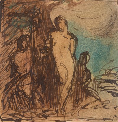 Nude Tied to a Tree by Unknown