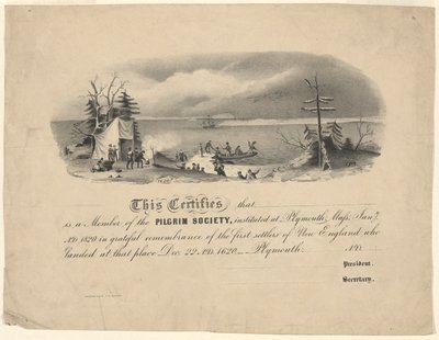 Pilgrim Society Certificate by Unknown