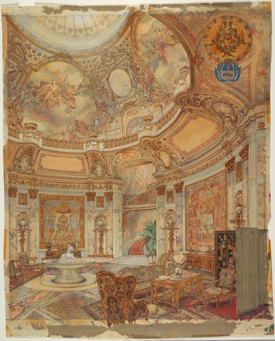 Rendering of the Grand Gallery of Honor, Palazzo Paz, Buenos Aires, Argentina by Unknown
