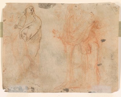 Studies of Falling Figures (recto); Studies of Figures in Draped Clothing (verso) by Unknown