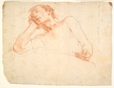 Study of a Male Leaning Back on His Right Arm by Unknown