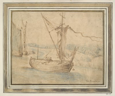 Three Boats in a Hilly Landscape by Unknown