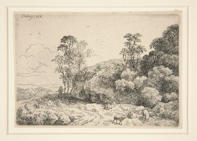 Untitled [Landscape with Sheep and a Shepherd] by Unknown