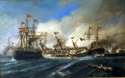 20/07/1866: Battle of Lissa off Dalmatia: the Austrians destroy the Italian fleet by Unknown artist