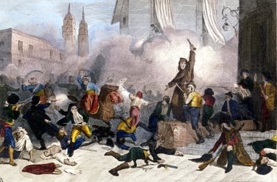 2/05/1808: Madrid Uprising Against the French Takeover of Spain. Engraving of the 19th Century by Unknown artist