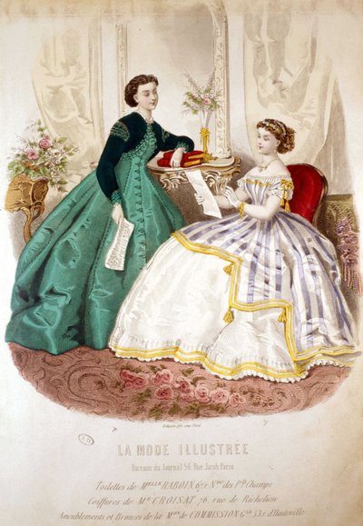 2 women reading: toilet of Miss Raboin and the hairstyles of M. Croisat - in 