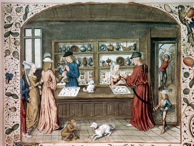 A Miniature jewelry shop from Le lapidaire de Jean de Mandeville (1300-1372) by Unknown artist