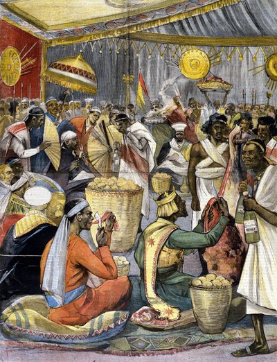 A banquet at the court of King Menelik II in Ethiopia. by Unknown artist