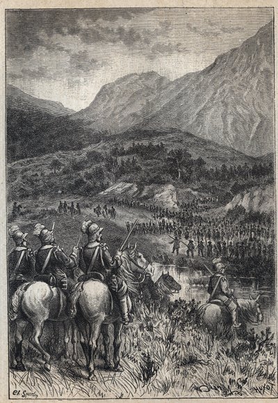 A Battlefield - 19th century illustration for the historical novel 