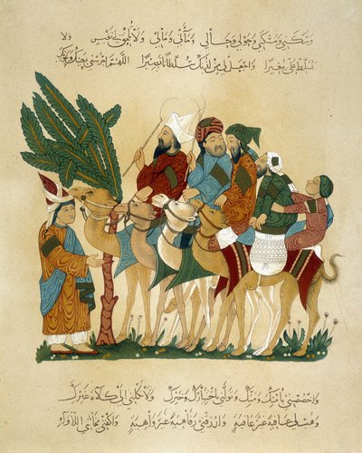 A caravan on the move. Illustration of the 13th century of the 