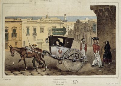 A hitch in the streets of Malta - engraving by Unknown artist