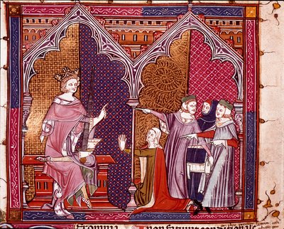 A king administering justice. Miniature from 