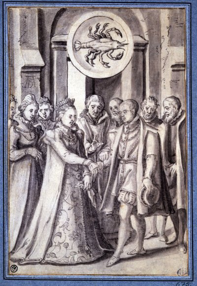 A marriage in the 17th century, under the sign of cancer by Unknown artist
