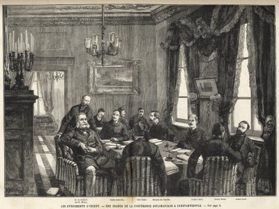 A meeting of the European Conference of Constantinople Serbia-Bulgarian War, Turkey - Serbo-Bulgarian War - A meeting of the diplomatic conference in Constantinople - 1885 - in the illustrious universe of 1886 (Alexander of Nalidov (Nelidoff) (1835-1910) - by Unknown artist