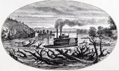 A paddle steamer on the upper Missouri by Unknown artist