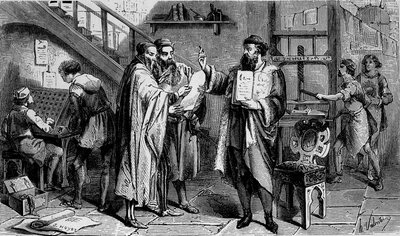 A printing shop in the 15th century by Unknown artist