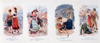A series of vignettes illustrating the opera La Wally by Unknown artist