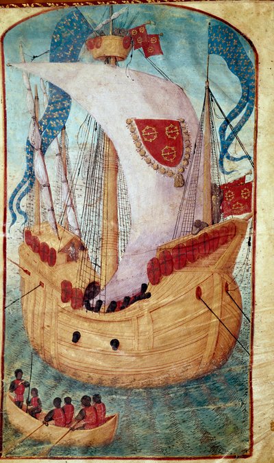 A Ship with Sail Decorated with the Coat of Arms of Louis Malet by Unknown artist