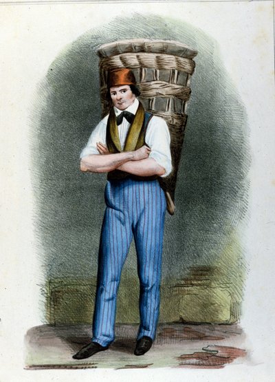 A traveling salesman of bread. Milan engraving around 1820. by Unknown artist