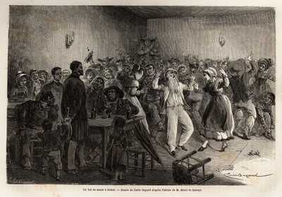 A wedding ball in Salers, engraving to illustrate a journey to the volcanoes of central France in 1864, in 
