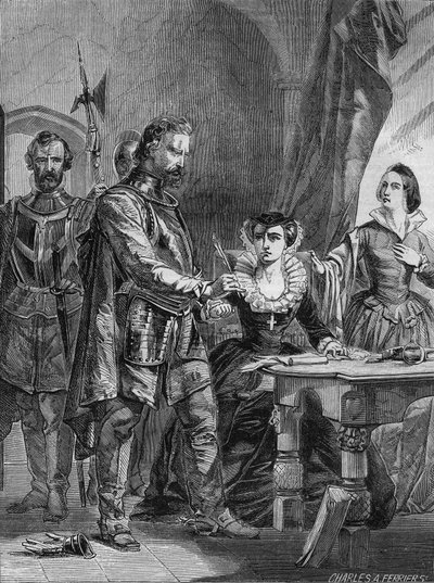 Abdication of Mary I Stuart (1542-1587), Queen of Scotland and France (1559-1560). Engraving from 1861. by Unknown artist