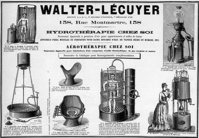 Advertising of 1889 for mobile fixtures for baths, water showers, dry or wet steam, bidet, brand Walter-Lecuyer by Unknown artist