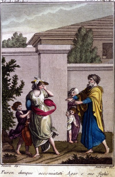 Agar and Ishmael were driven out by Abraham: Agar, who was dismissed, went with his son, Isamel, after the birth of Isaac. by Unknown artist