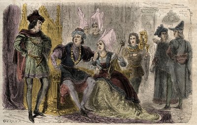 Agnes Sorel (1422-1450) at the court of Charles VII - engraving in 