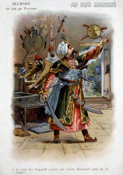 Ali Baba and the 40 Thieves: The Chief of the Robbers Seeing His Treasure Uncovered, Swears Revenge - Cardboard of the 