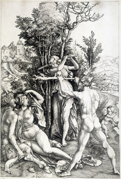 Allegoric figure of jealousy - engraving 16th century by Unknown artist