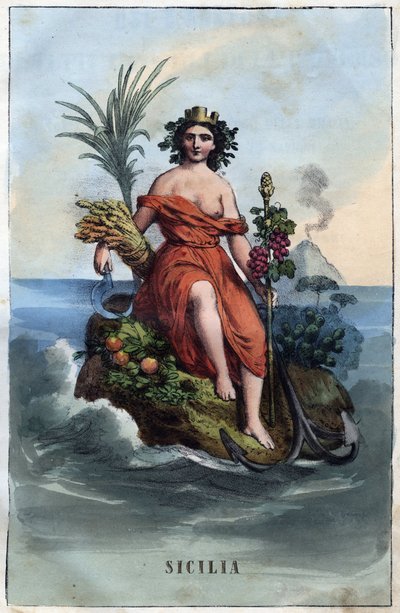 Allegory of Sicily - Engraving from 