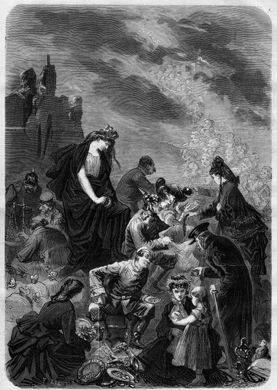 Allegory: the patriotic subscription for the development of the French territory (Alsace and Lorraine) under the occupation of Prussia. Engraving in 