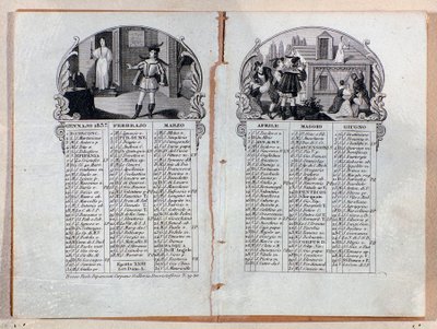 Almanac Calendar of the Year 1837 Decorated with Scenes of the Opera La Sonnambula by Unknown artist