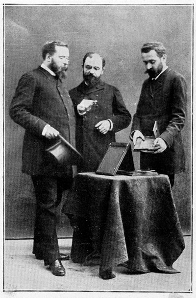 Alphonse Bertillon showing anthropometric clichés to two of the prefects of police under whom he was placed, 25/03/1888 by Unknown artist
