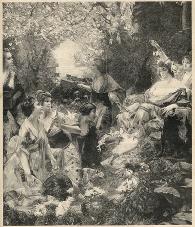 Amaterasu, goddess of the Sun - engraving by Paul Francois Quinsac - Engraving of 1899 by Unknown artist