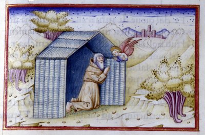 An angel visits a hermit (15th century manuscript) Bibl. Nazionale Braidense by Unknown artist