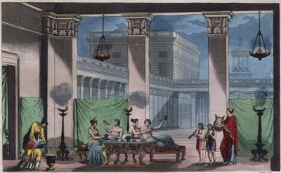 Ancient Greece - The Triclinium - Engraving from 
