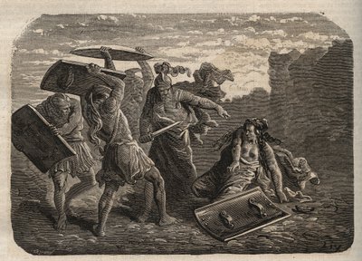 Ancient Rome - Punishment of Tarpeia - The Punishment of Tarpeia - engraving by Unknown artist