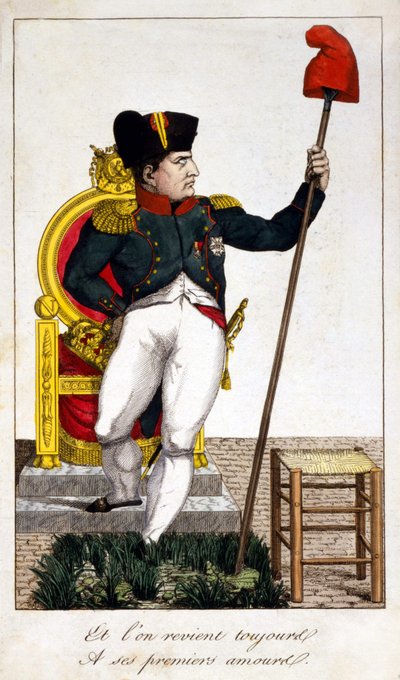 And We Always Return to His First Love, a Caricature About Napoleon I Taking Over Power in 1815 (Episode of Hundred Days) by Unknown artist