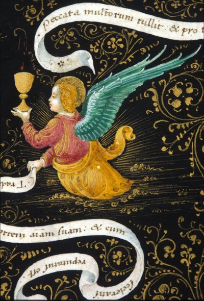 Angel wearing a chalice. Miniature of Belbello da Pavia by Unknown artist