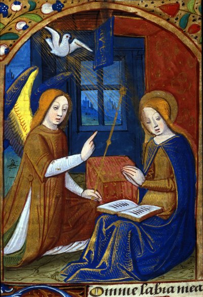 Annunciation. 15th century manuscript. Biblioteca Nazionale Braidense, Milan by Unknown artist